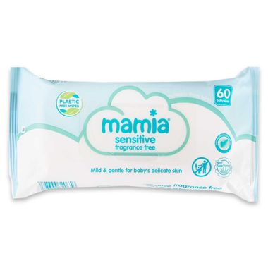 Mamia Sensitive Baby Wipes 60 Pack